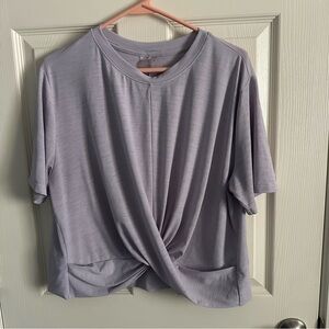 Women’s CALIA by Carrie Underwood Light Lavender Twist Front Tee, size Large